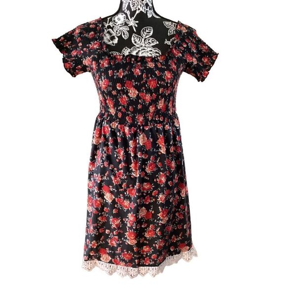 Bobbie Brooks Floral Dress Boho Bohemian Cottage Pinup Style - Picture 1 of 11